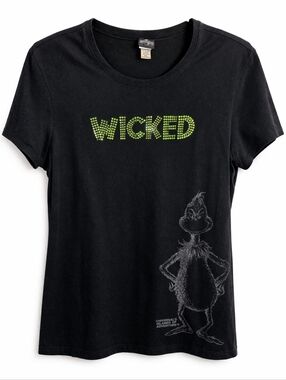 Universal Studios Wicked Grinch Tee Rhinestone Graphic Black Size 2XL